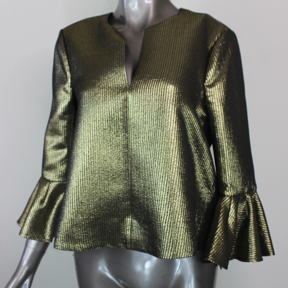 bcbgmaxazria  women Shirt Valarie Ruffle-Gold